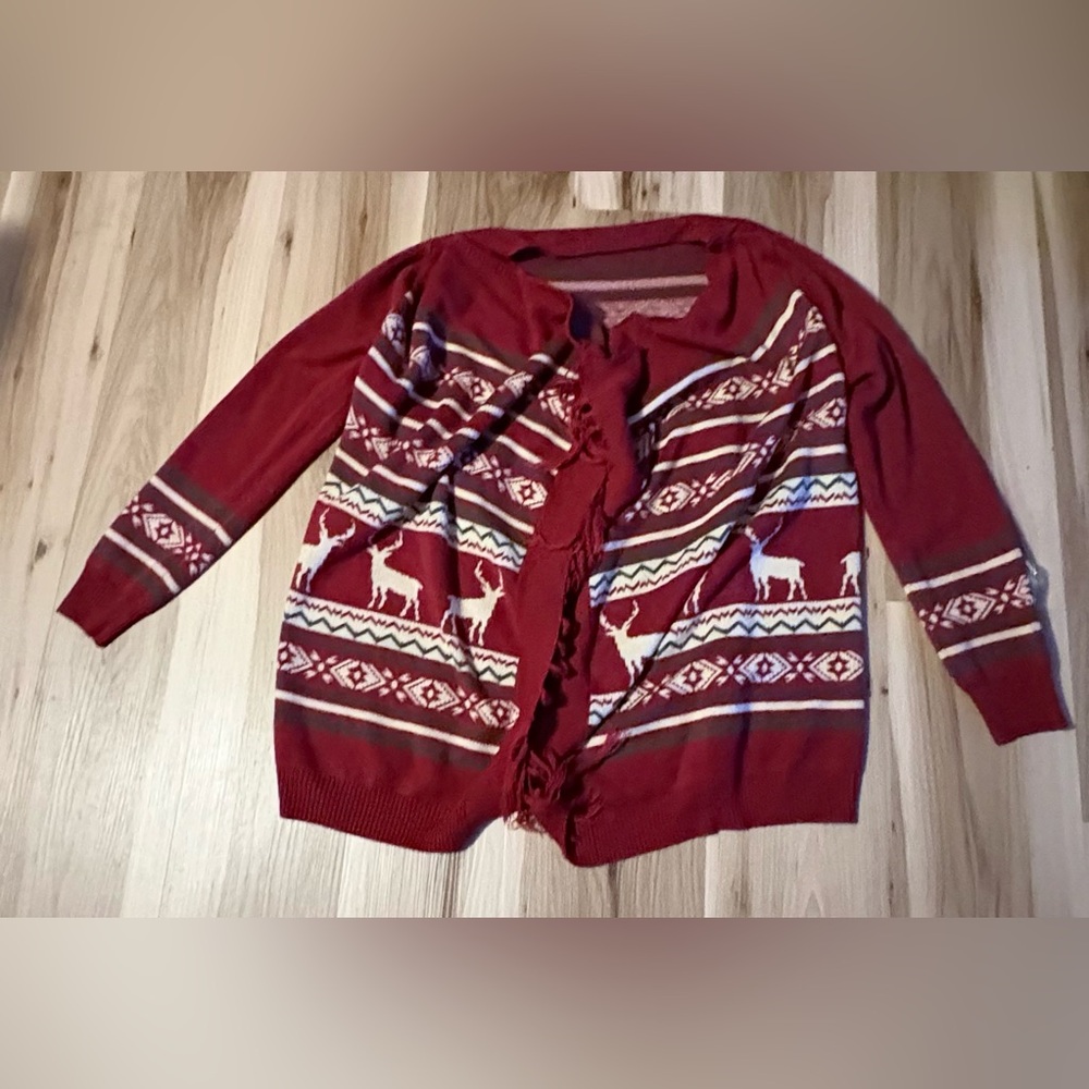 Women’s Red Reindeer Pattern Cardigan